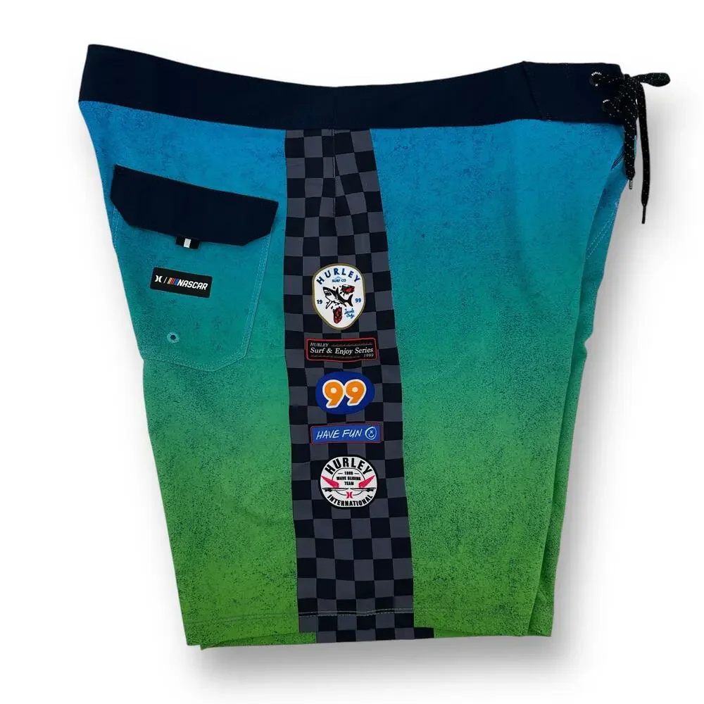 Hurley Eco Phantom NASCAR Racetrack Boardshorts Swim Trunks Sz 32 18